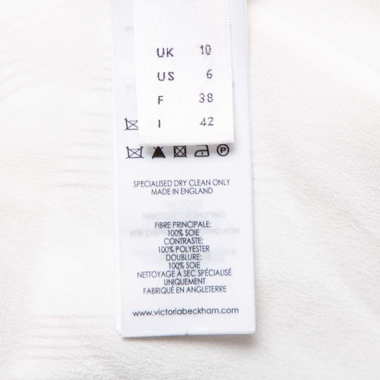 Pre Owned Victoria Beckham White Striped Silk & Chiffon Paneled Maxi Dress M
