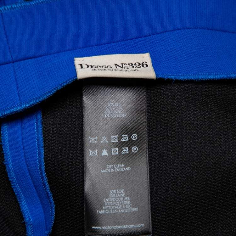 Pre Owned Victoria Beckham Blue Wool & Silk Paneled Mini Dress S