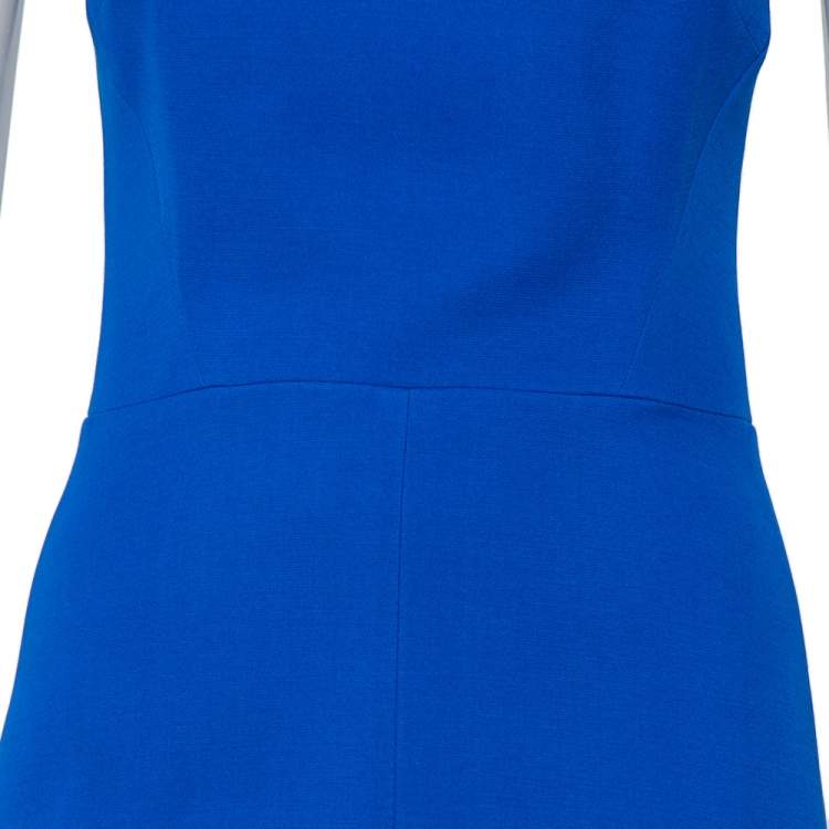 Pre Owned Victoria Beckham Blue Wool & Silk Paneled Mini Dress S