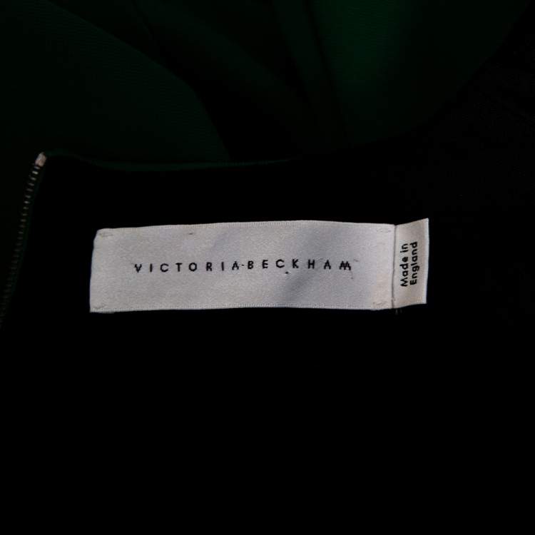 Pre Owned Victoria Beckham Green Stretch Knit Cap Sleeve Heart Midi Dress M