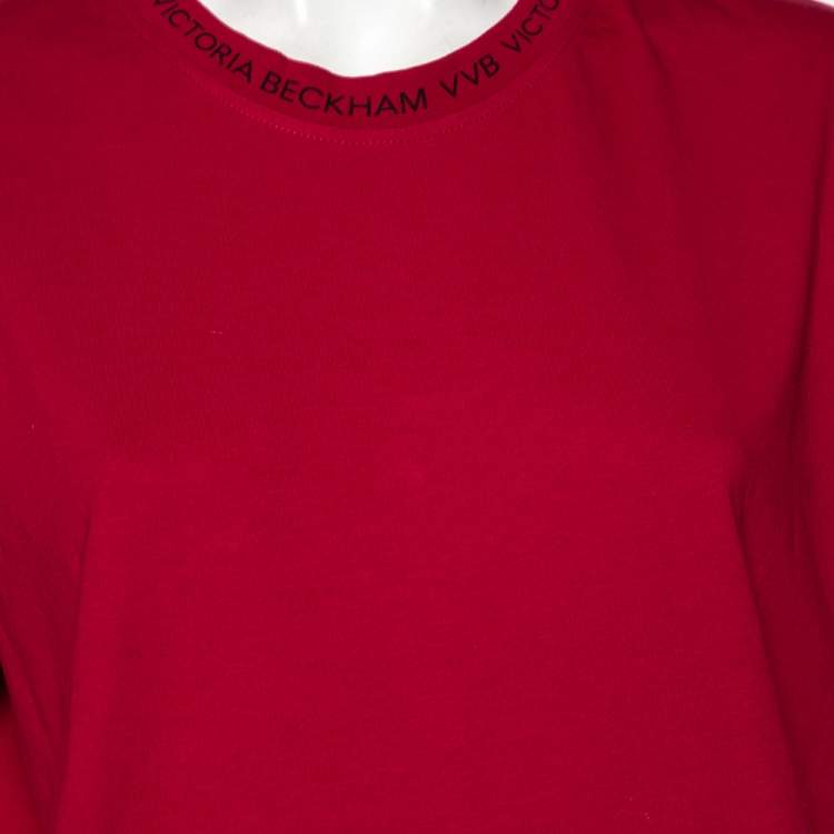 Pre Owned Victoria Victoria Beckham Red Cotton Short Sleeve Crewneck T-Shirt M
