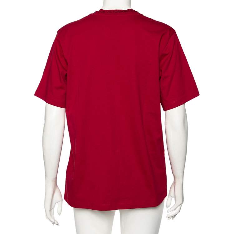 Pre Owned Victoria Victoria Beckham Red Cotton Short Sleeve Crewneck T-Shirt M