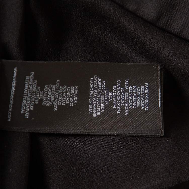 Pre Owned Victoria Victoria Beckham Black Insect Embroidered Mini Dress S