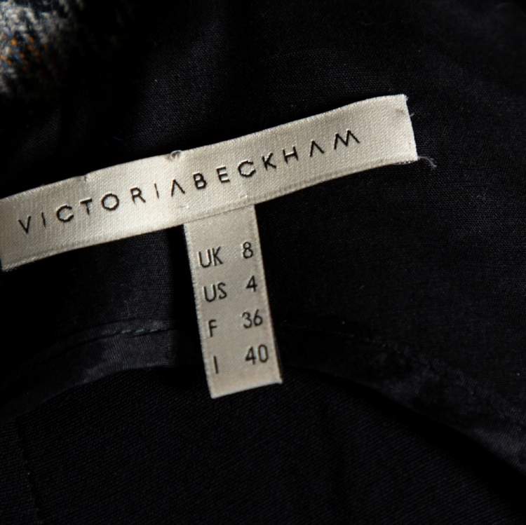 Pre Owned Victoria Beckham Colorblock Plaid Wool & Silk Sleeveless Dress S