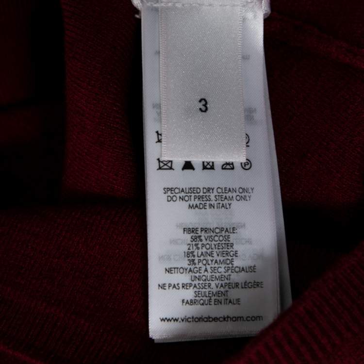 Pre Owned Victoria Beckham Burgundy Wool Blend Knit Polo T-Shirt M