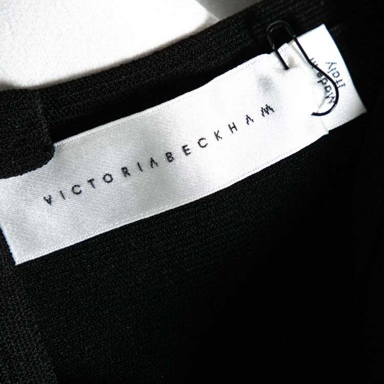 Pre Owned Victoria Beckham Monochrome Stripe Knit Trumpet Skirt S