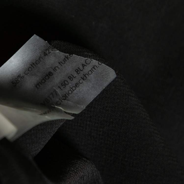 Pre Owned Victoria Beckham Black Crepe & Faux Leather Trimmed Top M