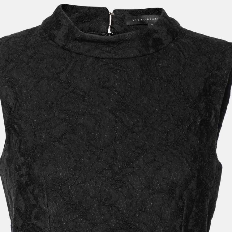 Pre Owned Victoria Beckham Black Floral Lace Sleeveless Top S