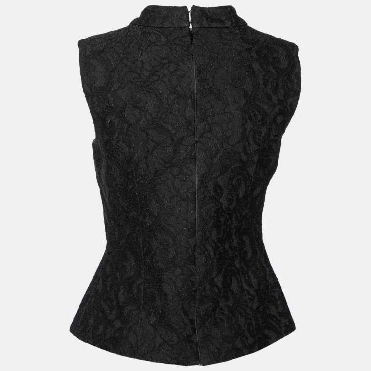 Pre Owned Victoria Beckham Black Floral Lace Sleeveless Top S