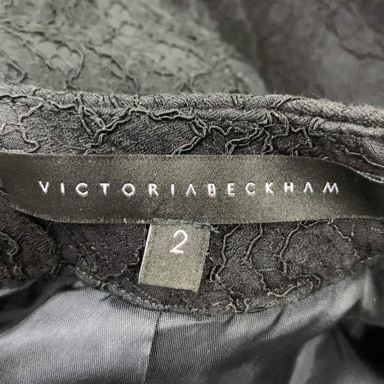 Pre Owned Victoria Beckham Black Floral Lace Sleeveless Top S