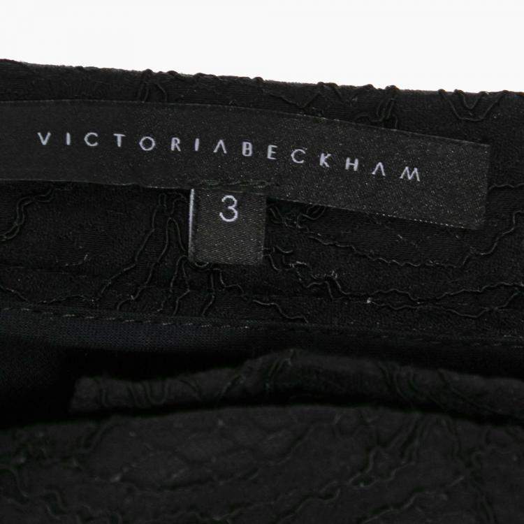 Pre Owned Victoria Beckham Black Lace Pleat Detailed Shorts M