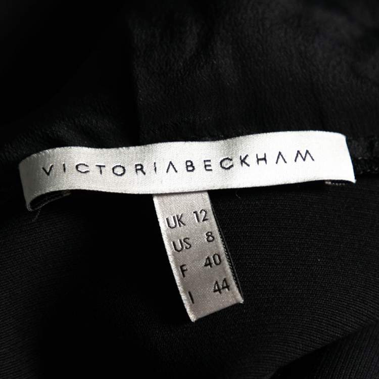 Pre Owned Victoria Beckham Black Wool & Silk Cut-Out Back Dress M