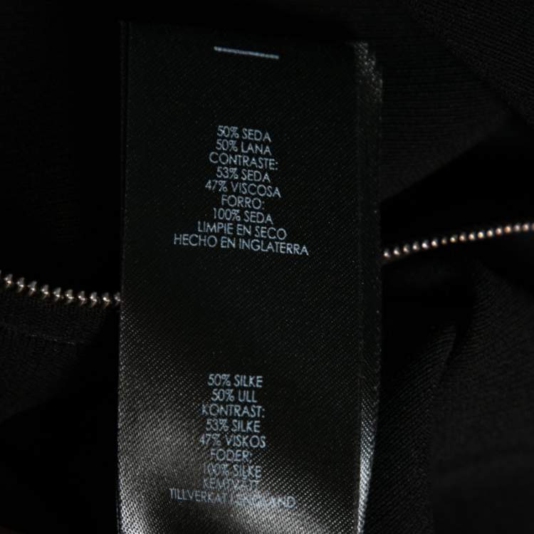 Pre Owned Victoria Beckham Black Textured Wool & Silk Cut-Out Detail Dress M