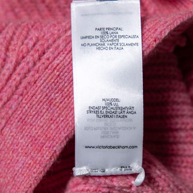 Pre Owned Victoria Beckham Pink Wool Button Front Belted Knitwear XS