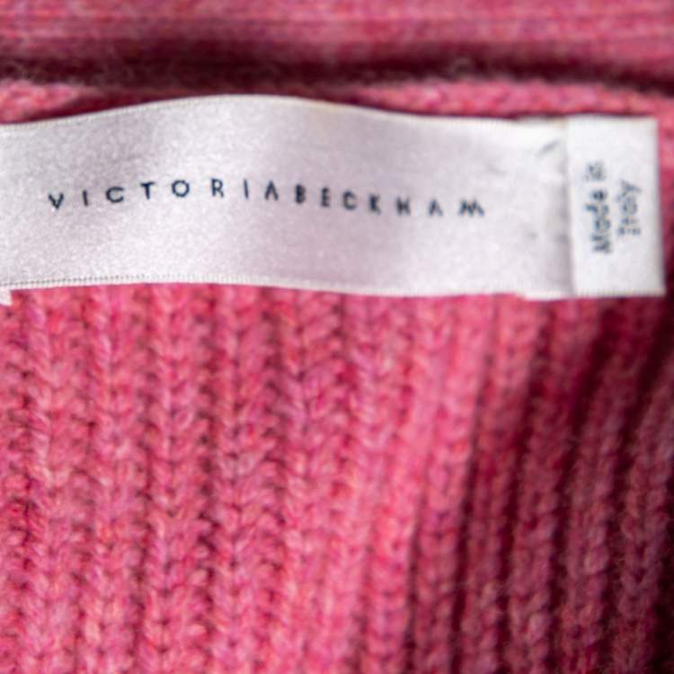 Pre Owned Victoria Beckham Pink Wool Button Front Belted Knitwear XS