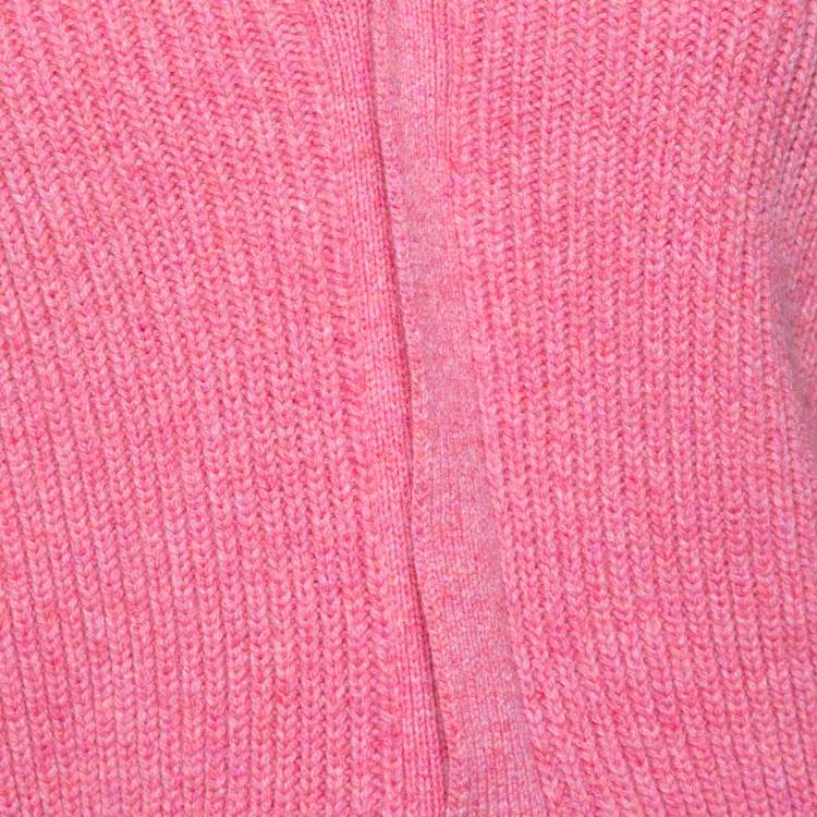 Pre Owned Victoria Beckham Pink Wool Button Front Belted Knitwear XS