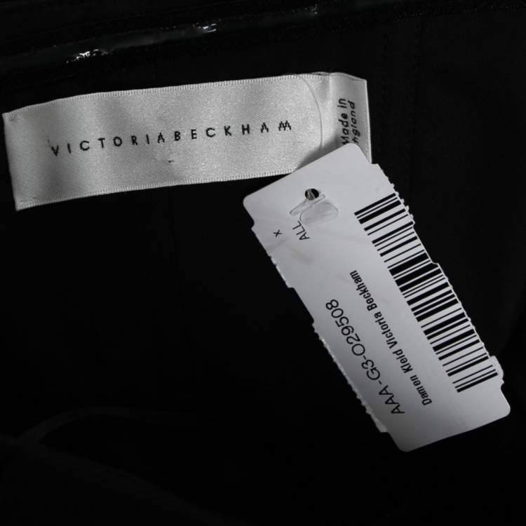 Pre Owned Victoria Beckham Black Satin Strapless Bustier Dress S 