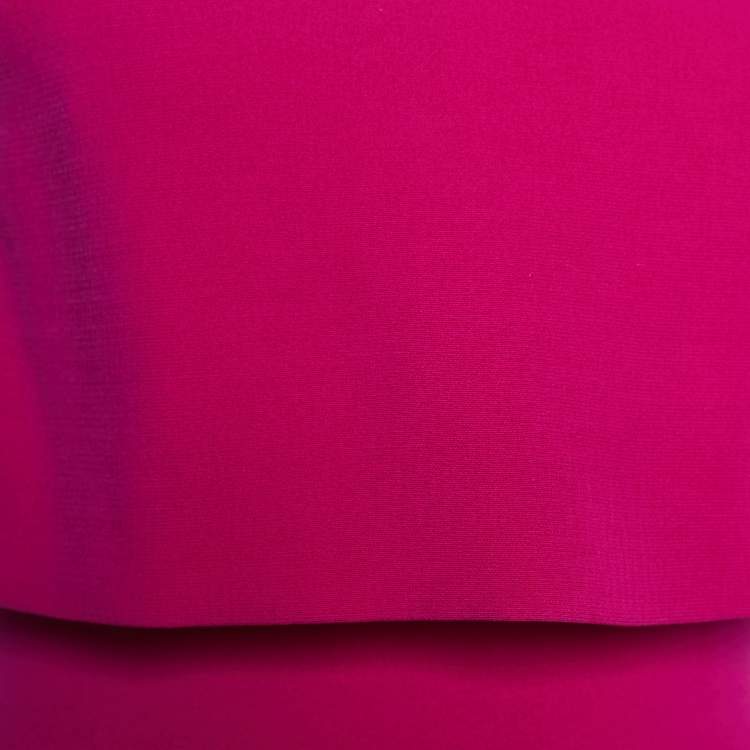 Pre Owned Victoria Beckham Pink Crepe Silk Wool Faux Overlay Sheath Dress S
