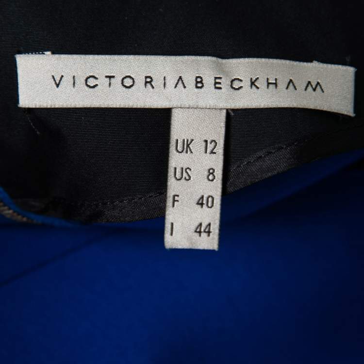 Pre Owned Victoria Beckham Blue Wool & Silk Paneled Mini Dress M