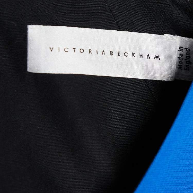 Pre Owned Victoria Beckham Blue Silk & Wool Sheath Dress L