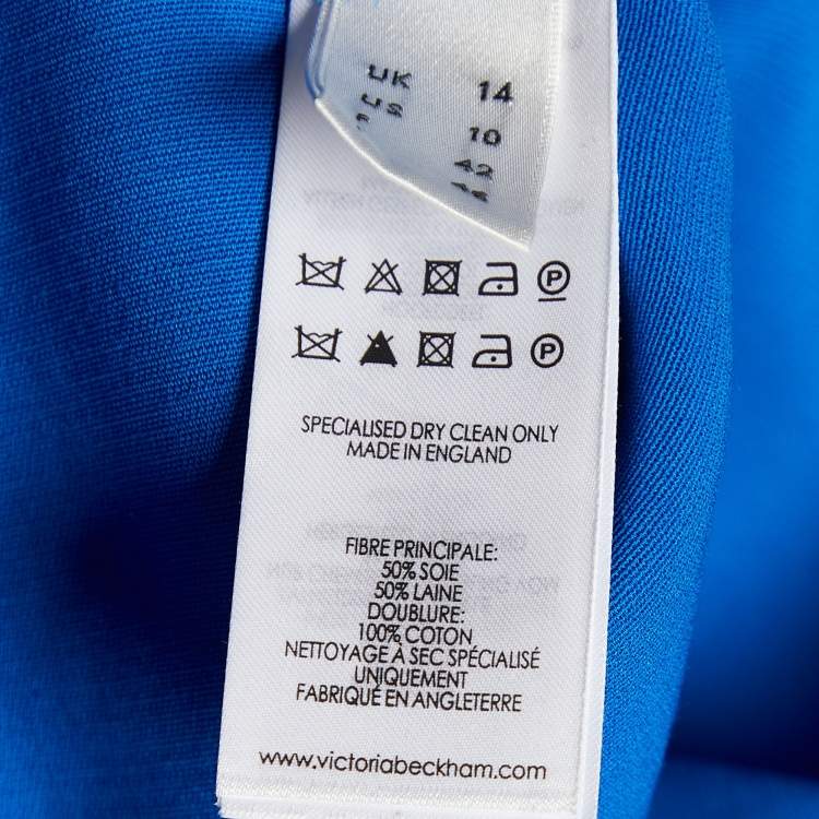 Pre Owned Victoria Beckham Blue Silk & Wool Sheath Dress L