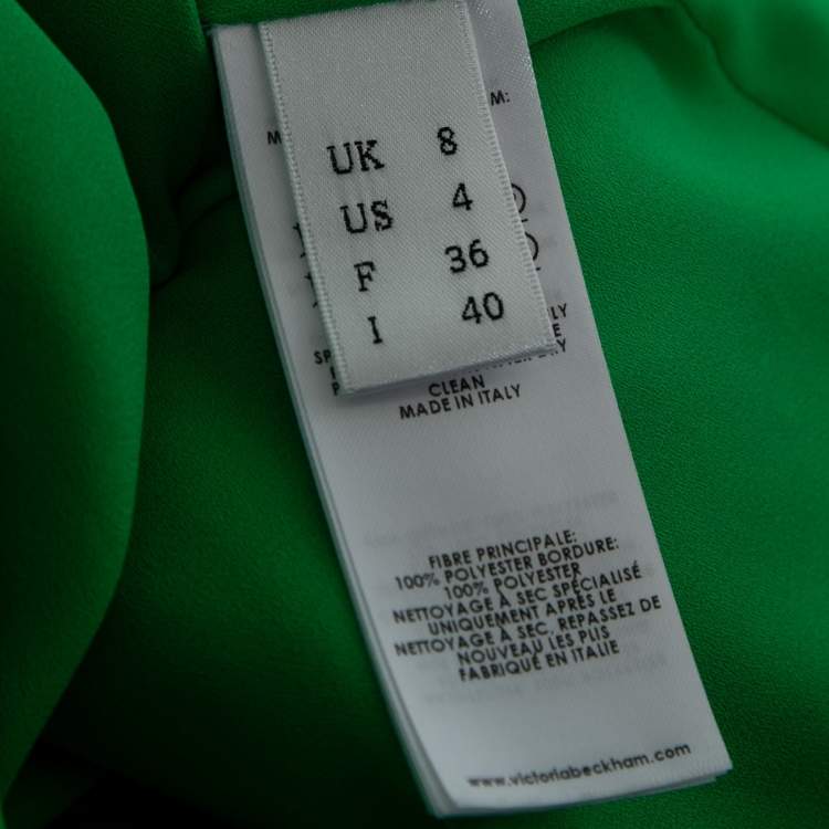 Pre Owned Victoria Beckham Green Floral-Applique Georgette Pleated Maxi Dress S