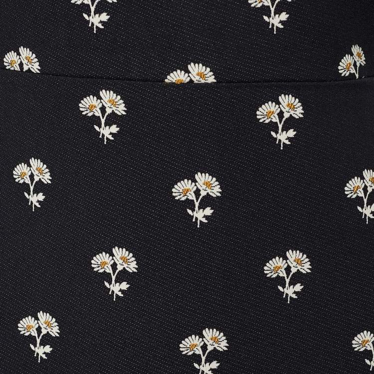 Pre Owned Victoria Beckham Black Daisy Jacquard Pattern Sleeveless Sheath Dress M