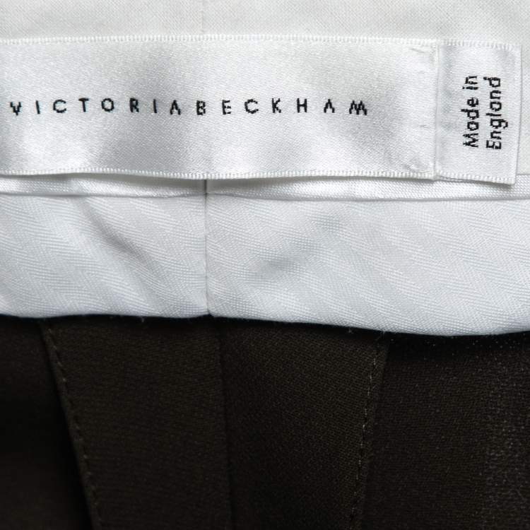 Pre Owned Victoria Beckham Dark Green Crepe Tailored Trousers S 