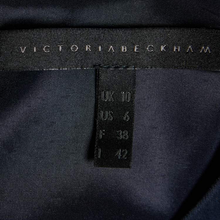 Pre Owned Victoria Beckham Navy Blue Knit Trim Detail Sleeveless Top M