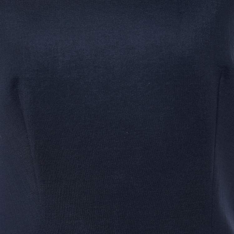Pre Owned Victoria Beckham Navy Blue Knit Trim Detail Sleeveless Top M