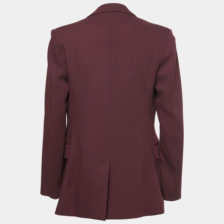 Pre Owned Victoria Beckham Burgundy Wool Open Front Blazer S