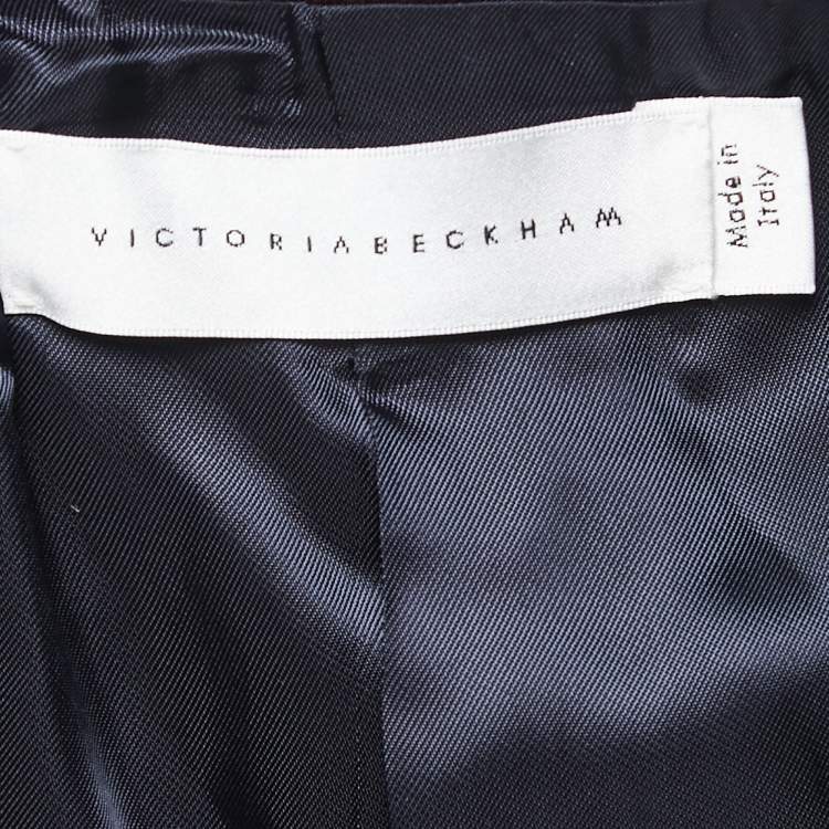 Pre Owned Victoria Beckham Burgundy Wool Open Front Blazer S