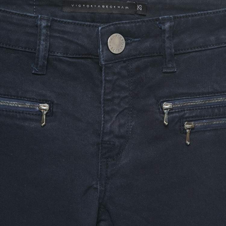 Pre Owned Victoria Beckham Navy Blue Denim Slim Fit Jeans S Waist 25"