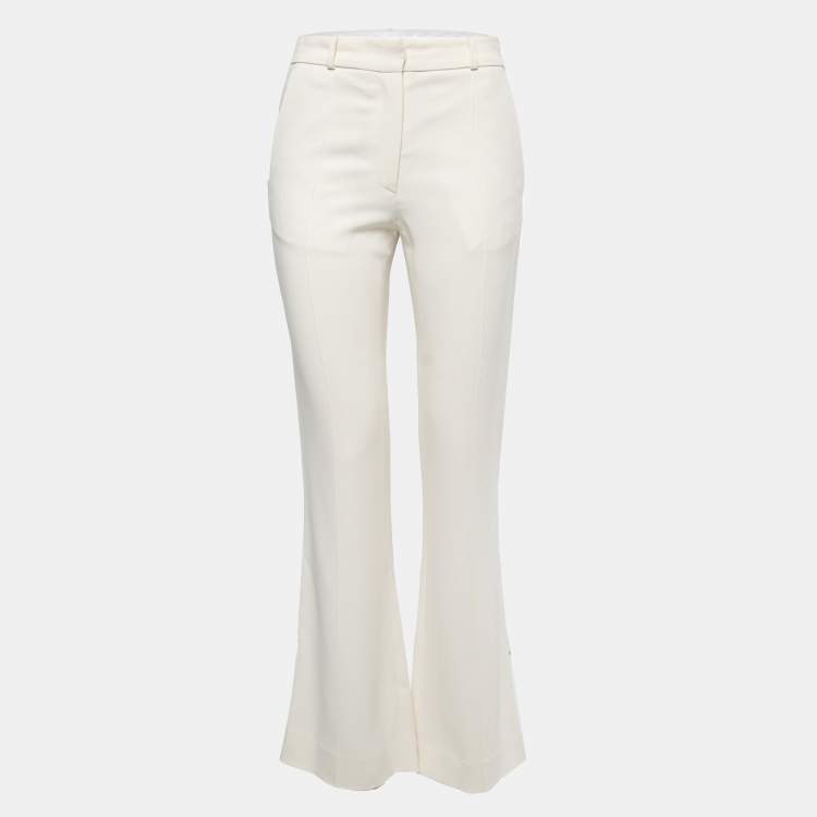 Pre Owned Victoria Beckham Cream Wool Flared Trousers S