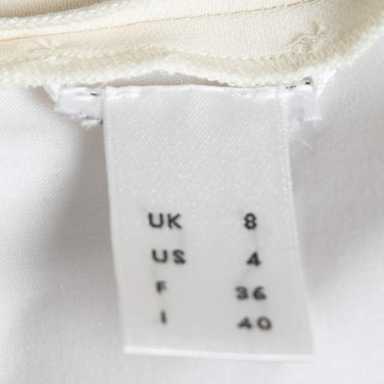 Pre Owned Victoria Beckham Cream Wool Flared Trousers S