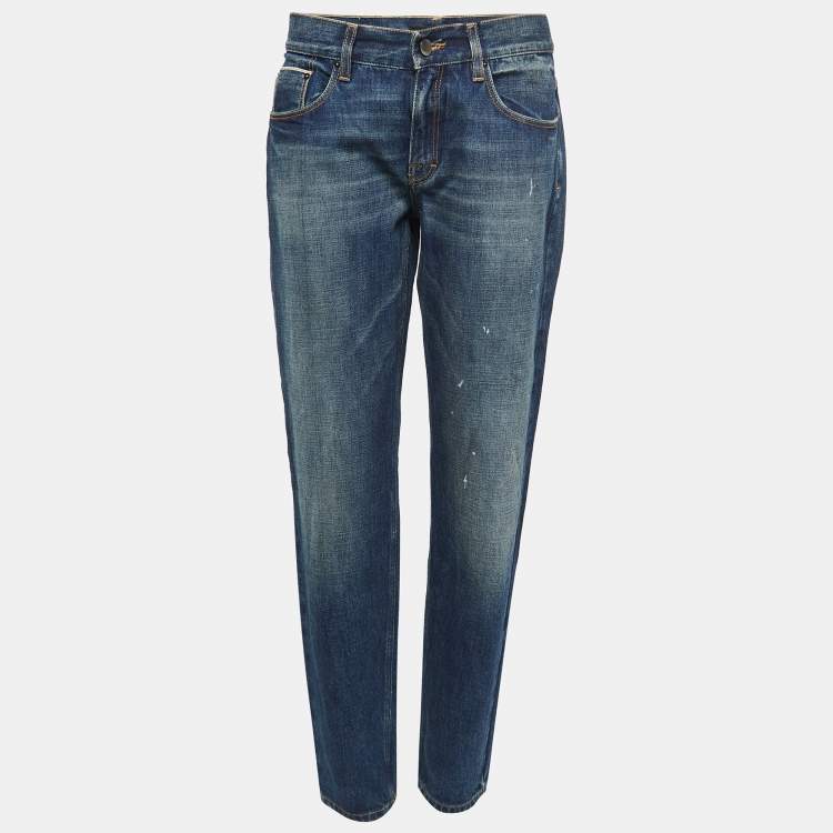 Pre Owned Victoria Beckham Blue Denim Boyfriend Jeans S Waist 27"