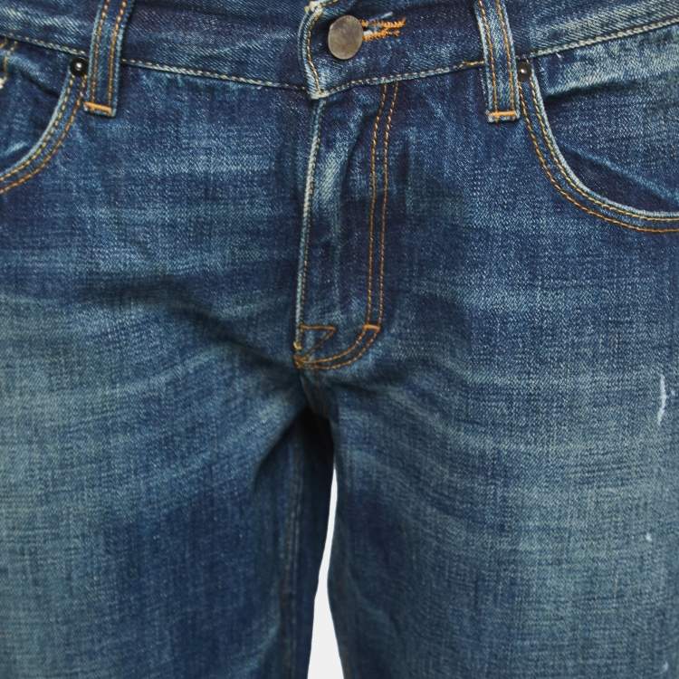 Pre Owned Victoria Beckham Blue Denim Boyfriend Jeans S Waist 27"