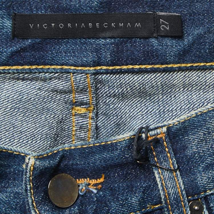 Pre Owned Victoria Beckham Blue Denim Boyfriend Jeans S Waist 27"