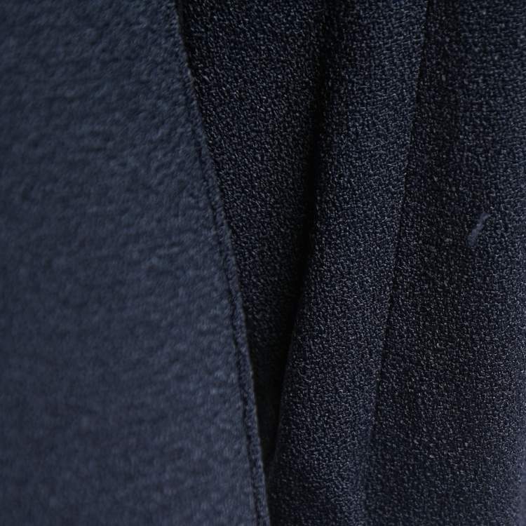 Pre Owned Victoria Beckham Navy Blue Crepe Full Sleeve Slit Detail Maxi Dress M