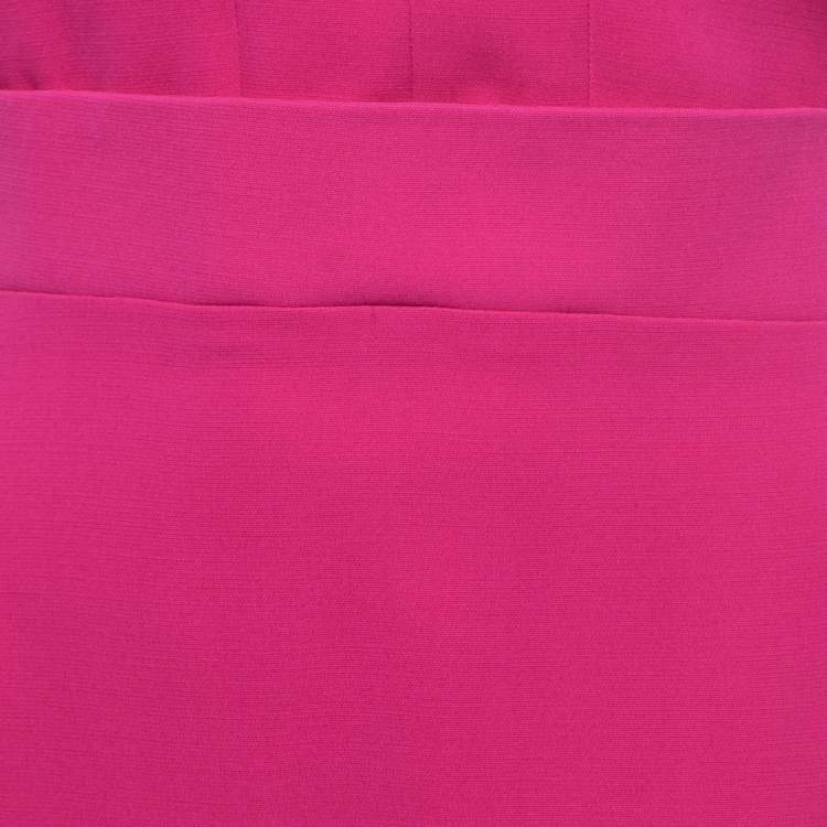 Pre Owned Victoria Beckham Pink Silk & Wool Deep Neck Sleeveless Midi Dress M