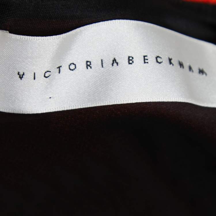 Pre Owned Victoria Beckham Orange Jersey Cold Shoulder Sheath Dress S