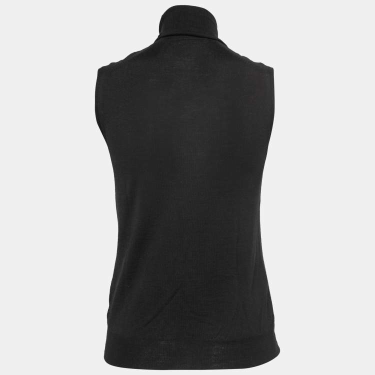 Pre Owned Victoria Beckham Black Wool Knit Turtleneck Sleeveless Top S