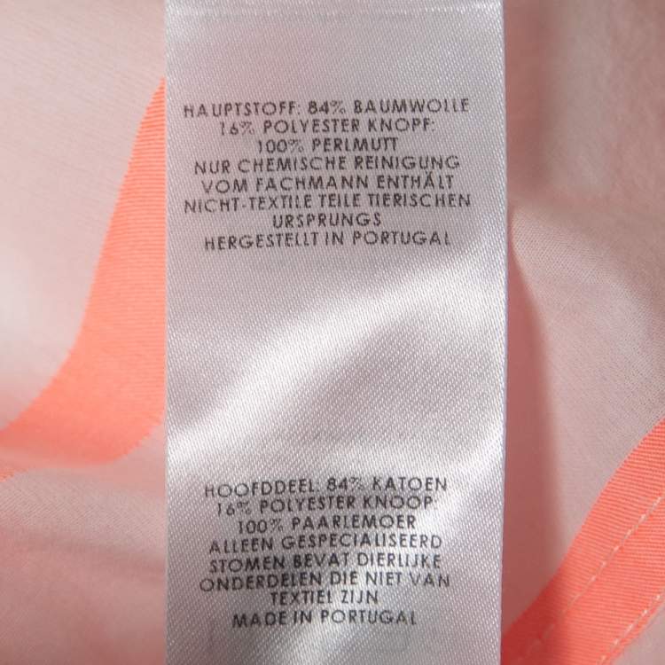 Pre Owned Victoria Beckham White/Orange Striped Cotton Oversized Shirt L