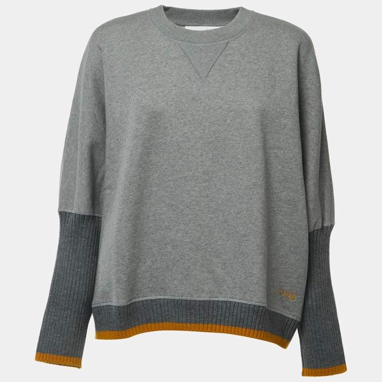 Pre Owned Victoria Beckham Grey Cotton Crew Neck Sweatshirt L 
