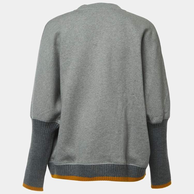 Pre Owned Victoria Beckham Grey Cotton Crew Neck Sweatshirt L 