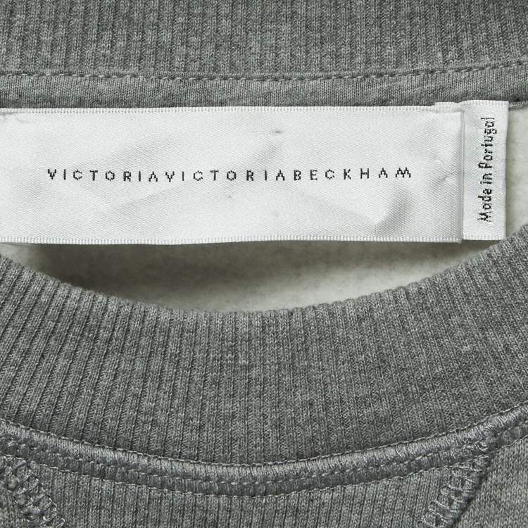 Pre Owned Victoria Beckham Grey Cotton Crew Neck Sweatshirt L 