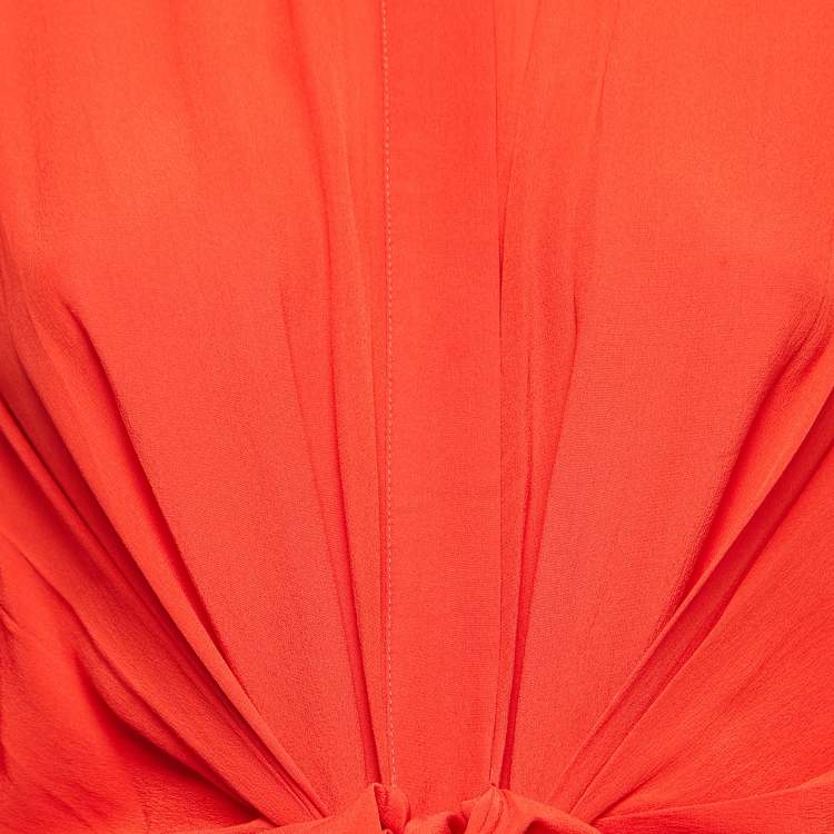 Pre Owned Victoria Beckham orange Silk Draped Midi Dress S