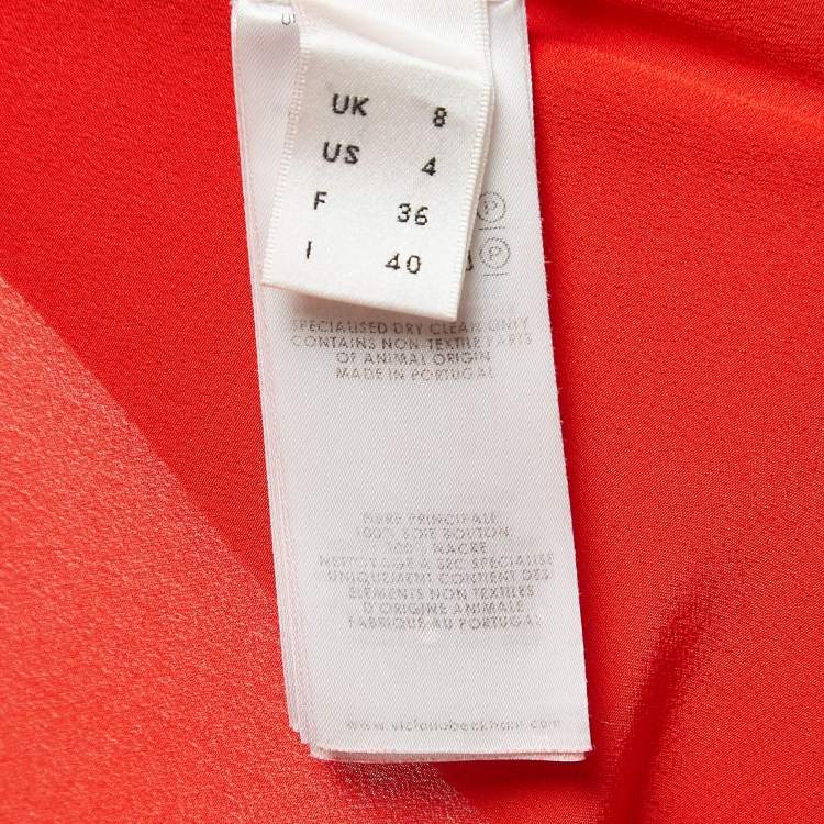 Pre Owned Victoria Beckham orange Silk Draped Midi Dress S