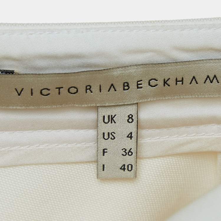 Pre Owned Victoria Beckham Off-White/Orange Cotton Tiered Mini Skirt S