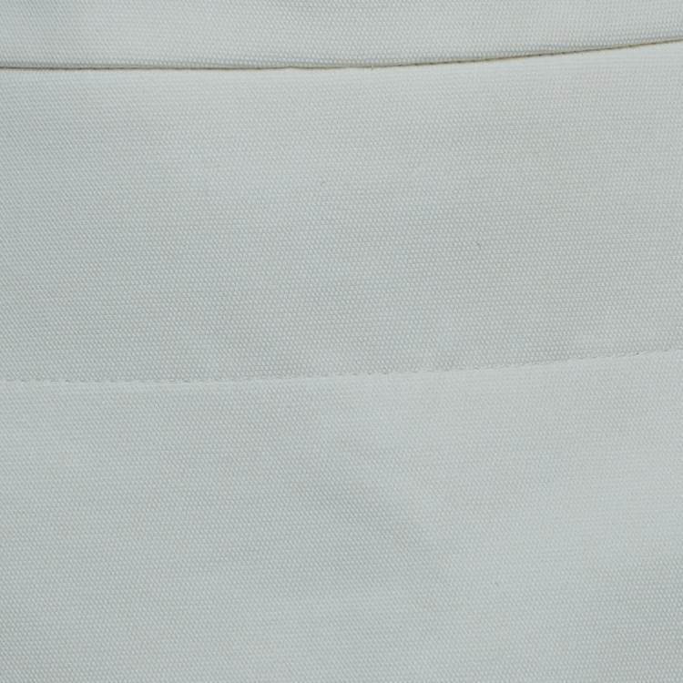 Pre Owned Victoria Beckham Off-White/Orange Cotton Tiered Mini Skirt S
